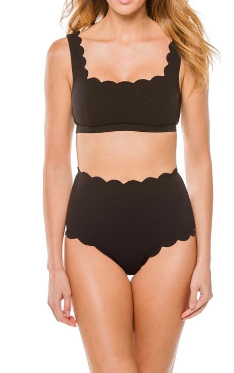 Marysia Other - Marysia Swim Black Santa Monica Scallop High Waist Bikini Bottom Wms SZ L